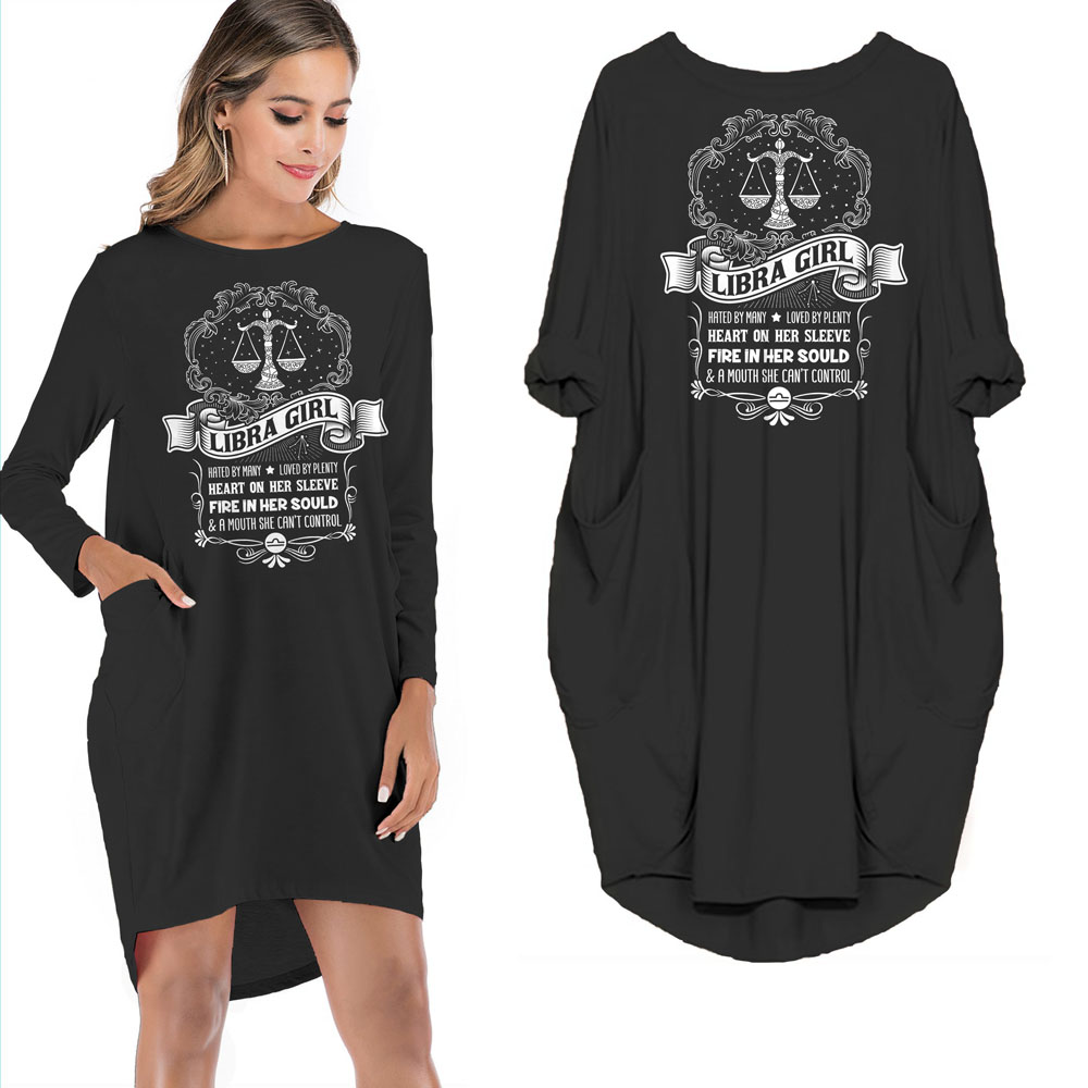 Heart On Her Sleeve Libra Girl Loose Pocket On Dress