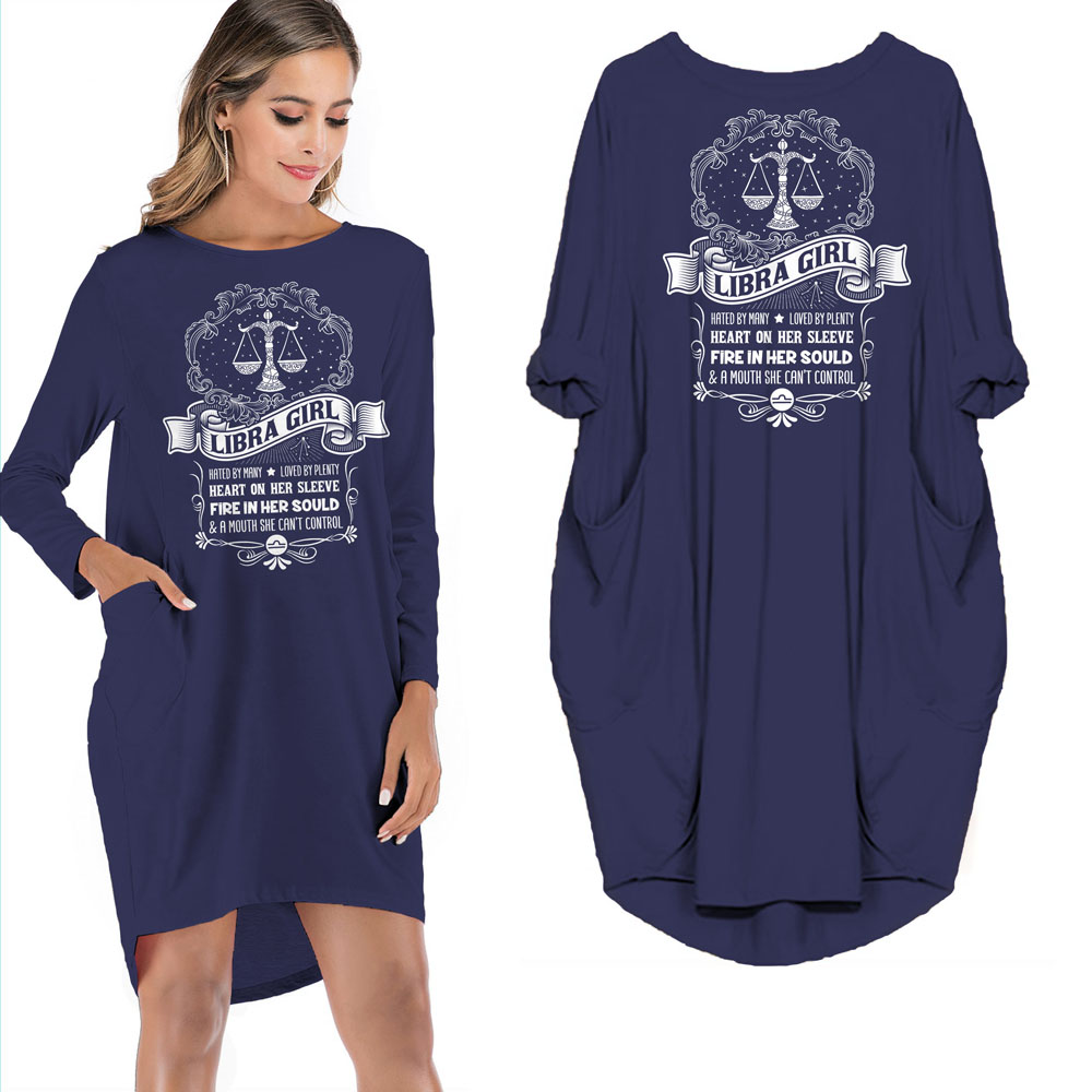 Heart On Her Sleeve Libra Girl Loose Pocket On Dress Heart On Her Sleeve Libra Girl Loose Pocket On Dress