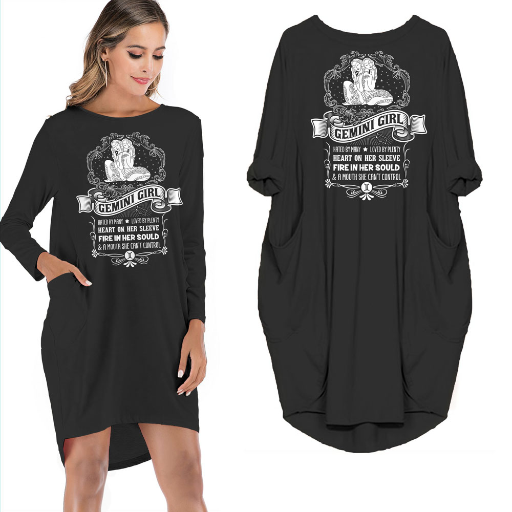 Heart On Her Sleeve Gemini Girl Loose Pocket On Dress