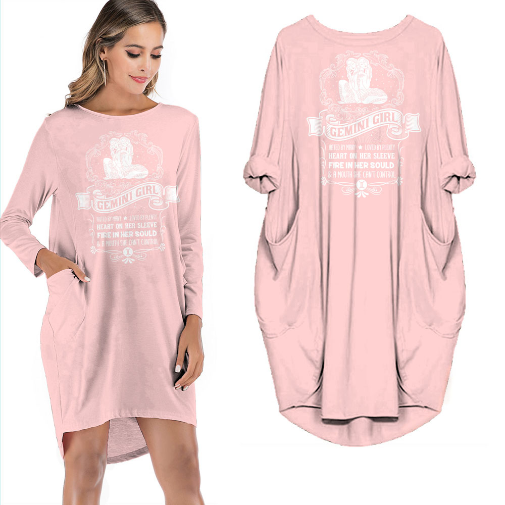 Heart On Her Sleeve Gemini Girl Loose Pocket On Dress