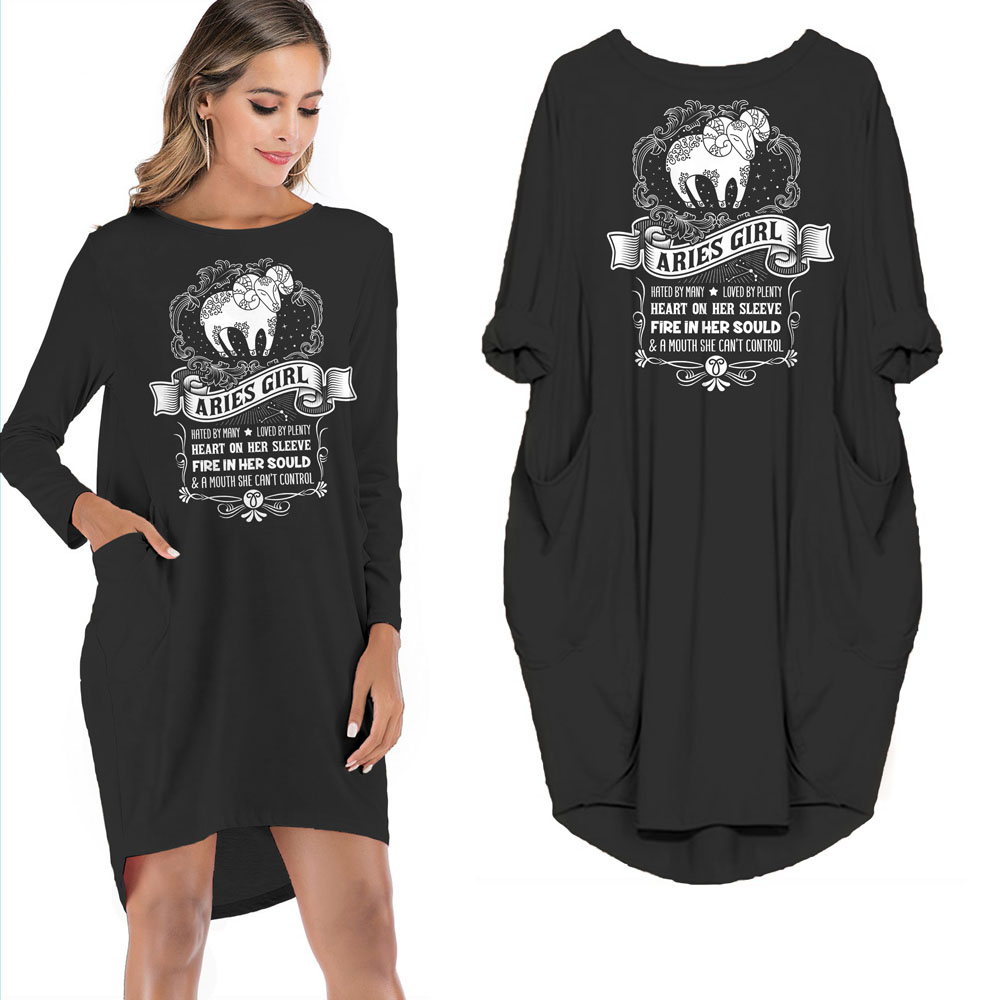 Heart On Her Sleeve Aries Girl Loose Pocket On Dress