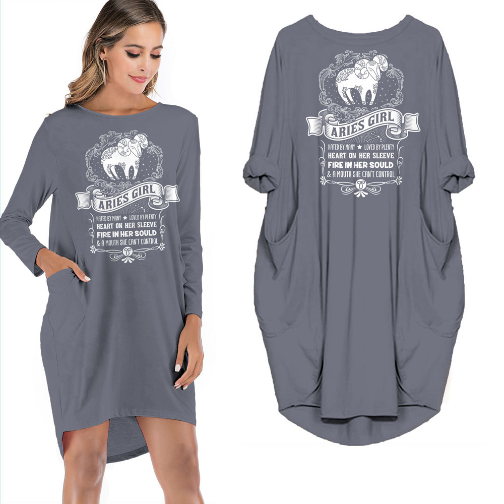 Heart On Her Sleeve Aries Girl Loose Pocket On Dress