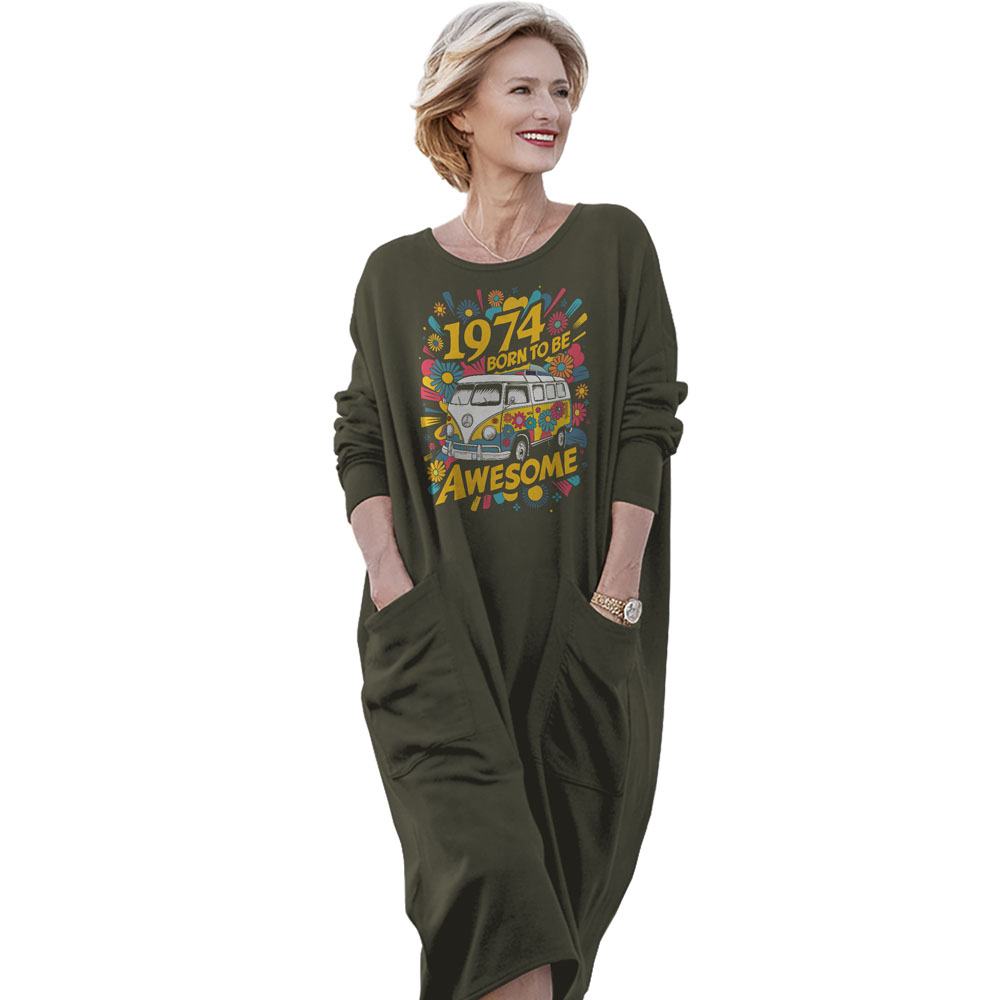Awesome Hippie 1974 Loose Pocket On Dress