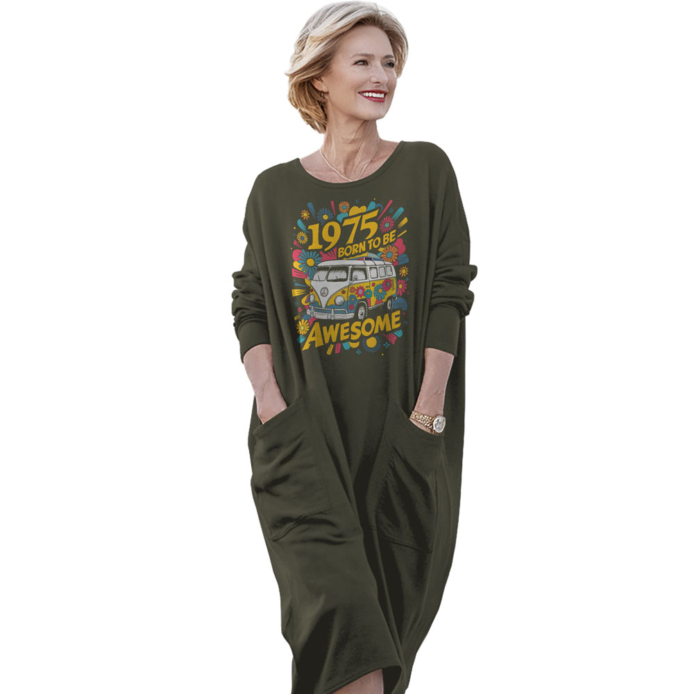 Awesome Hippie 1975 Loose Pocket On Dress