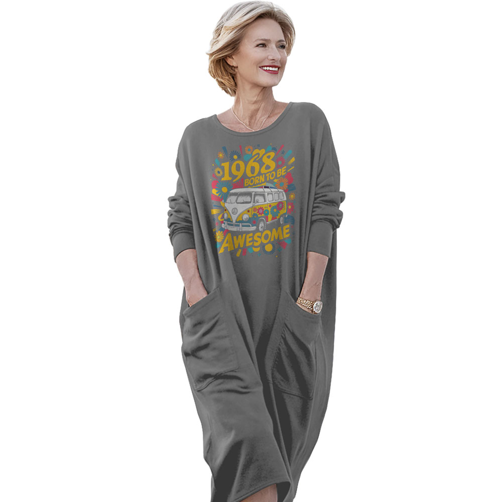 Awesome Hippie 1968 Loose Pocket On Dress