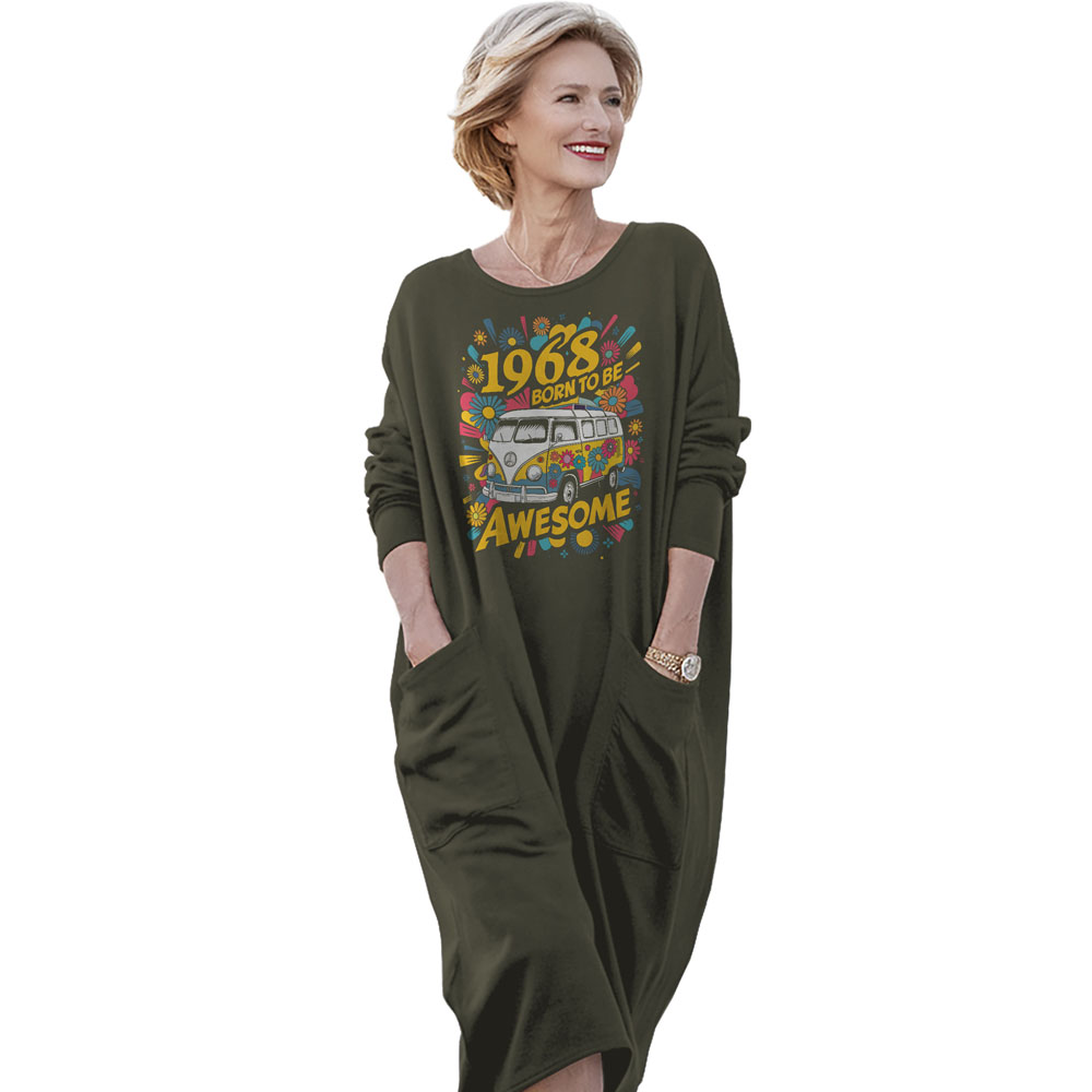 Awesome Hippie 1968 Loose Pocket On Dress
