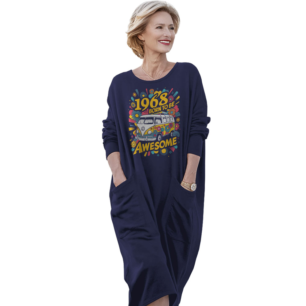 Awesome Hippie 1968 Loose Pocket On Dress