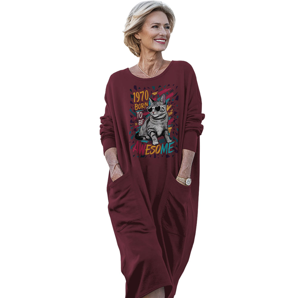 Cool Cat 1970 Birthday Pocket Dress