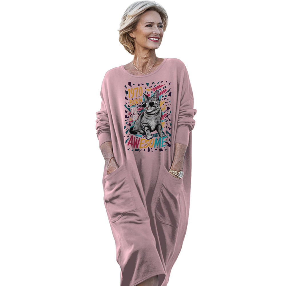 Cool Cat 1970 Birthday Pocket Dress