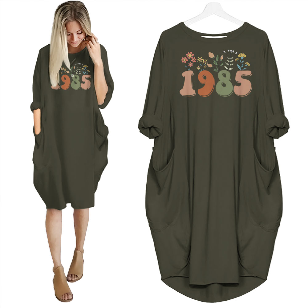 Flower 1985 Birthday Pocket Dress