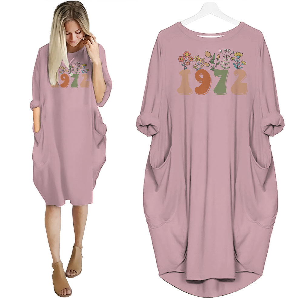 Flower 1972 Birthday Pocket Dress
