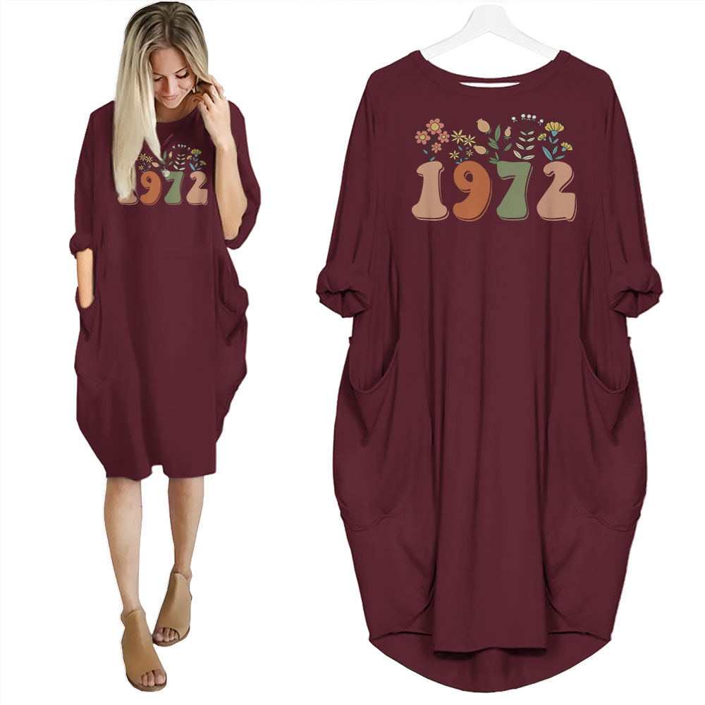 Flower 1972 Birthday Pocket Dress