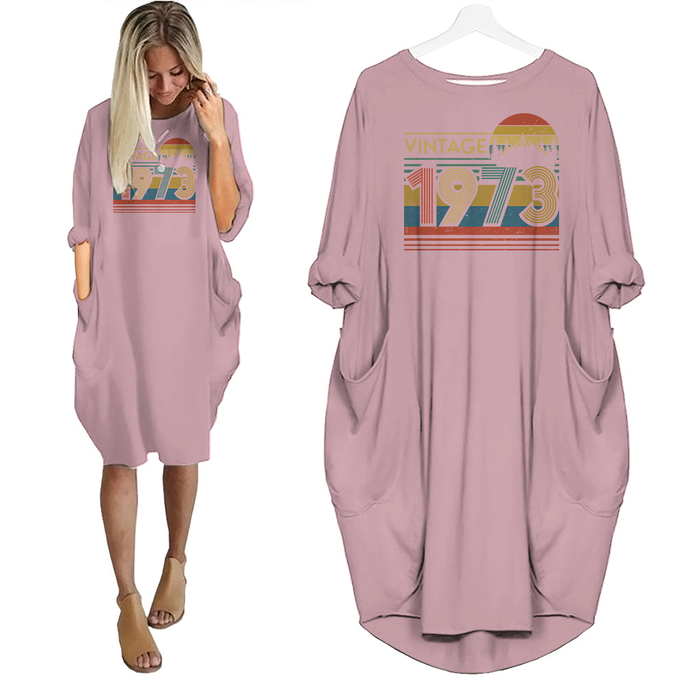 Vintage Forest 1973 Birthday Pocket Dress