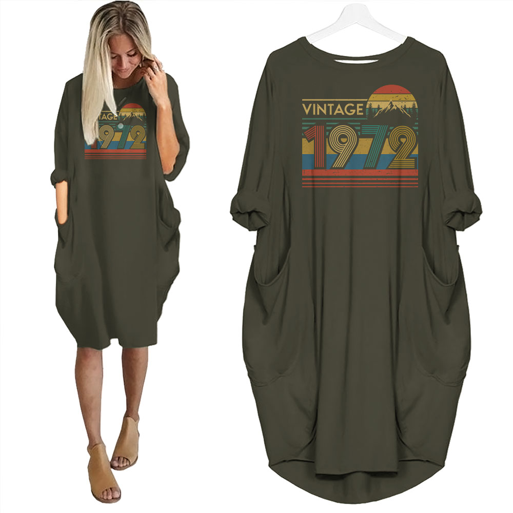 Vintage Forest 1972 Birthday Pocket Dress Vintage Forest 1972 Birthday Pocket Dress