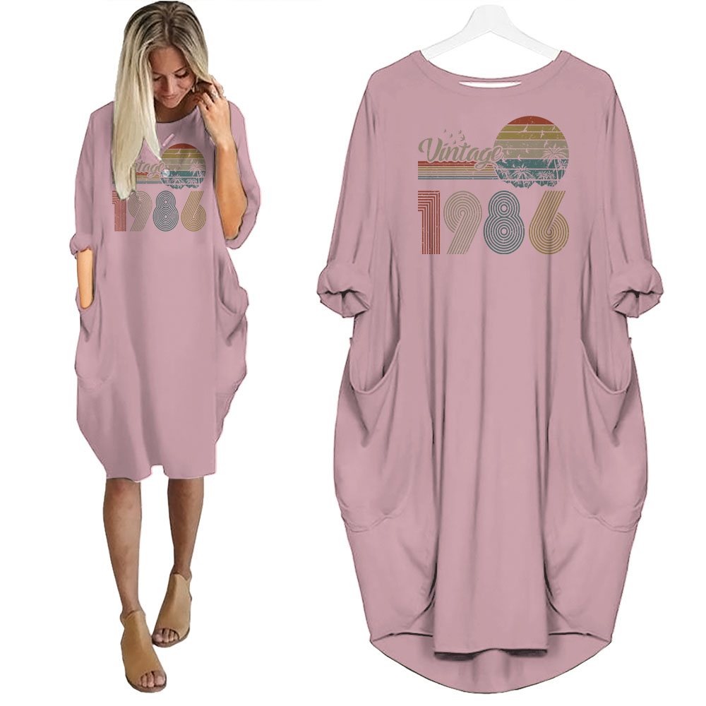 Flying Birds Vintage 1986 Birthday Pocket Dress