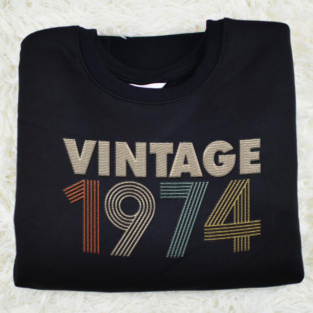 Vintaged 1974 Embroidered Sweatshirt Vintaged 1974 Embroidered Sweatshirt