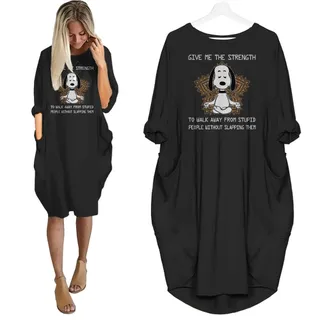 Snoopy Print Pocket Dress Funny Saying For Dog Lovers – alternate