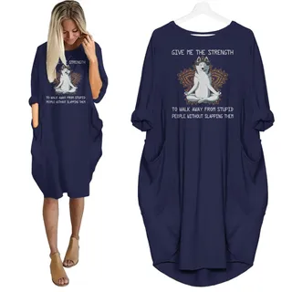 Siberian Husky Print Pocket Dress Funny Saying For Dog Lovers
