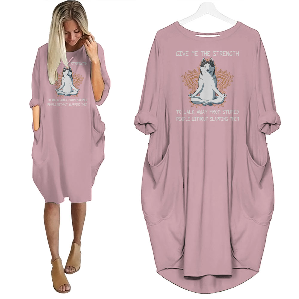 Siberian Husky Print Pocket Dress Funny Saying For Dog Lovers