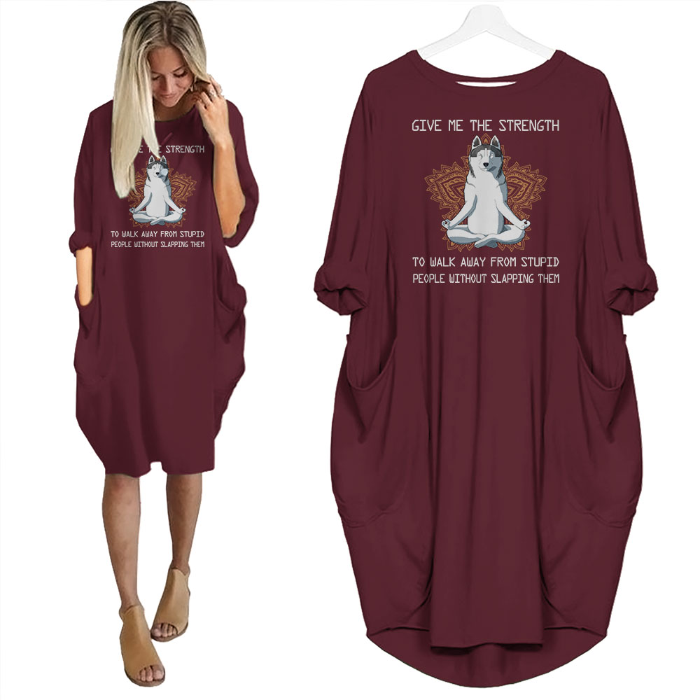Siberian Husky Print Pocket Dress Funny Saying For Dog Lovers