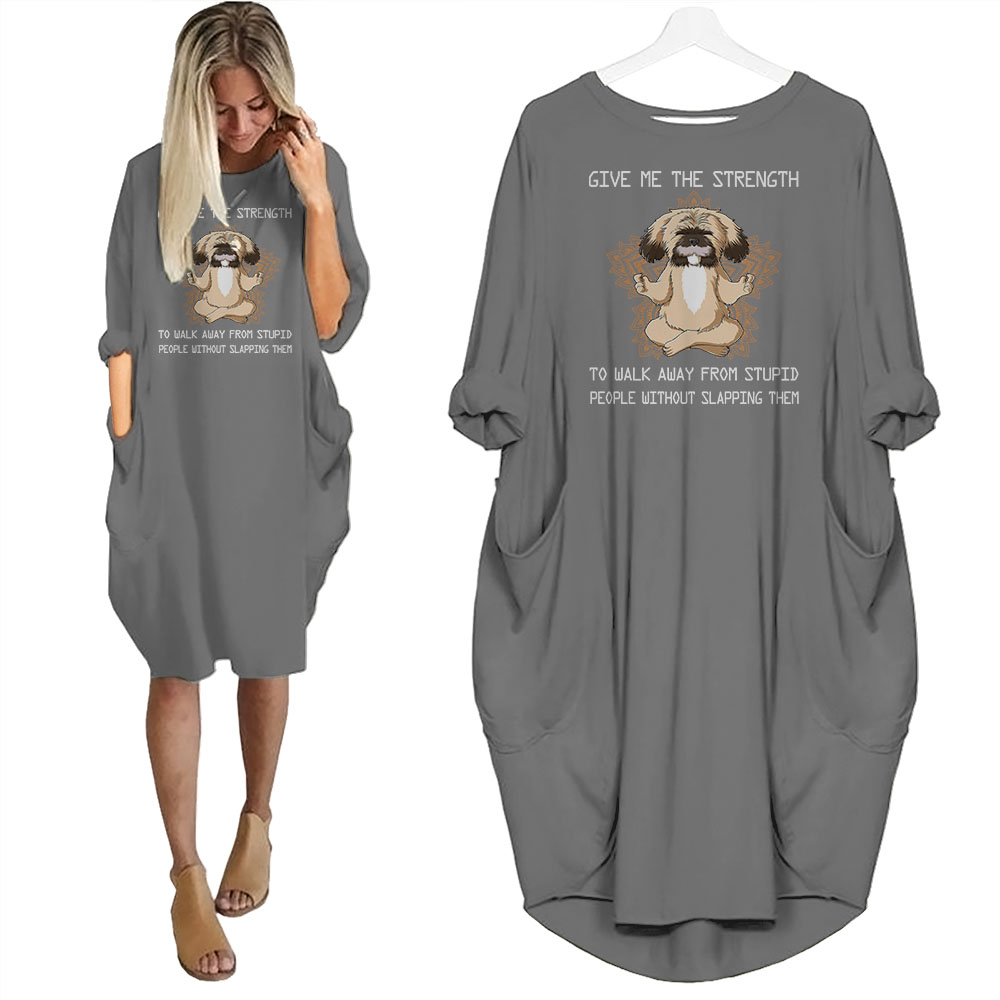 Shih Tzu Print Pocket Dress Funny Saying For Dog Lovers