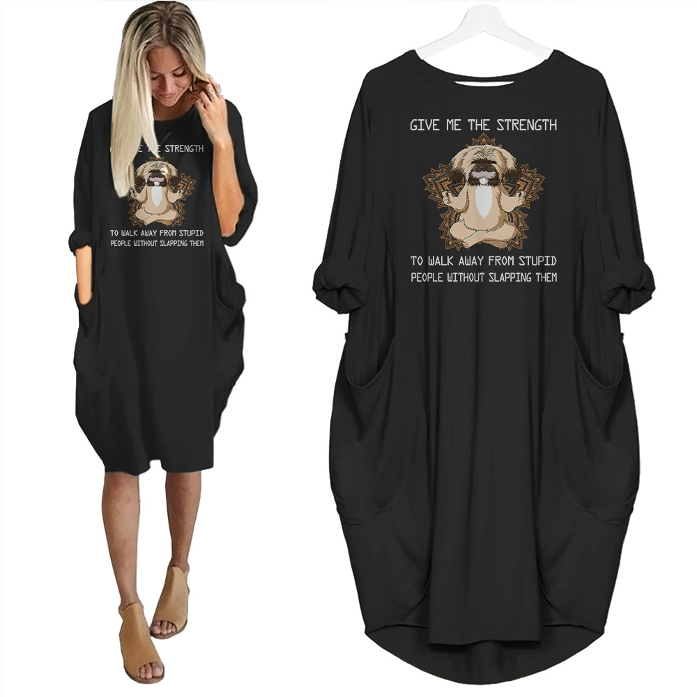 Shih Tzu Print Pocket Dress Funny Saying For Dog Lovers