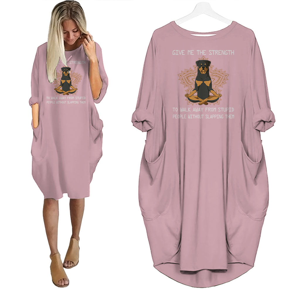 Rottweiler Print Pocket Dress Funny Saying For Dog Lovers Rottweiler Print Pocket Dress Funny Saying For Dog Lovers