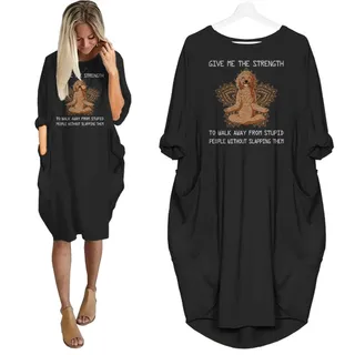 Pocket Dress Funny Saying Poodle Print For Dog Lovers – alternate