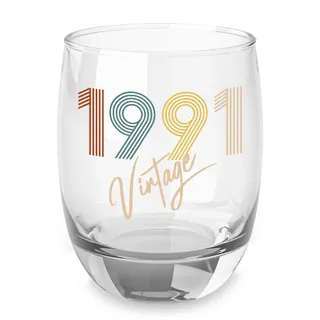 Vintage 1991 Birthday Whiskey Glass