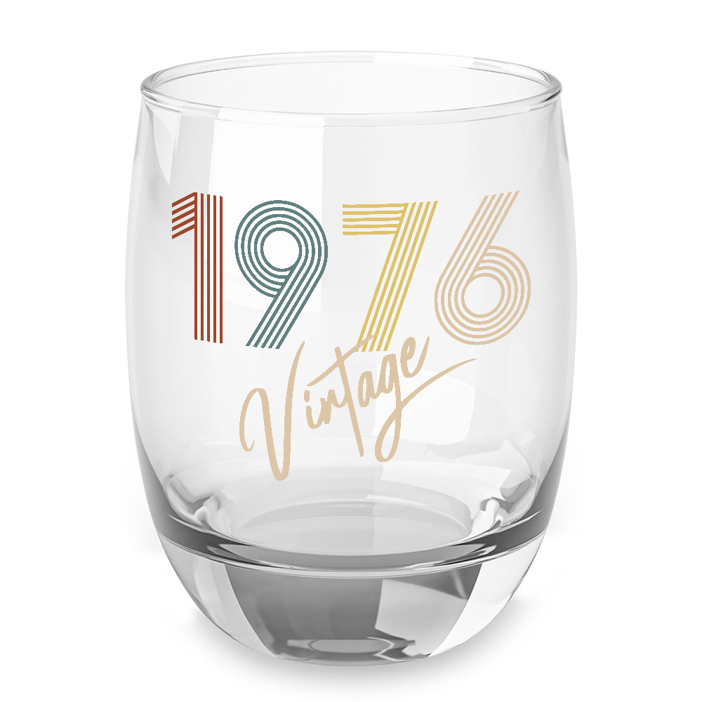 Vintage 1976 Birthday Whiskey Glass Vintage 1976 Birthday Whiskey Glass