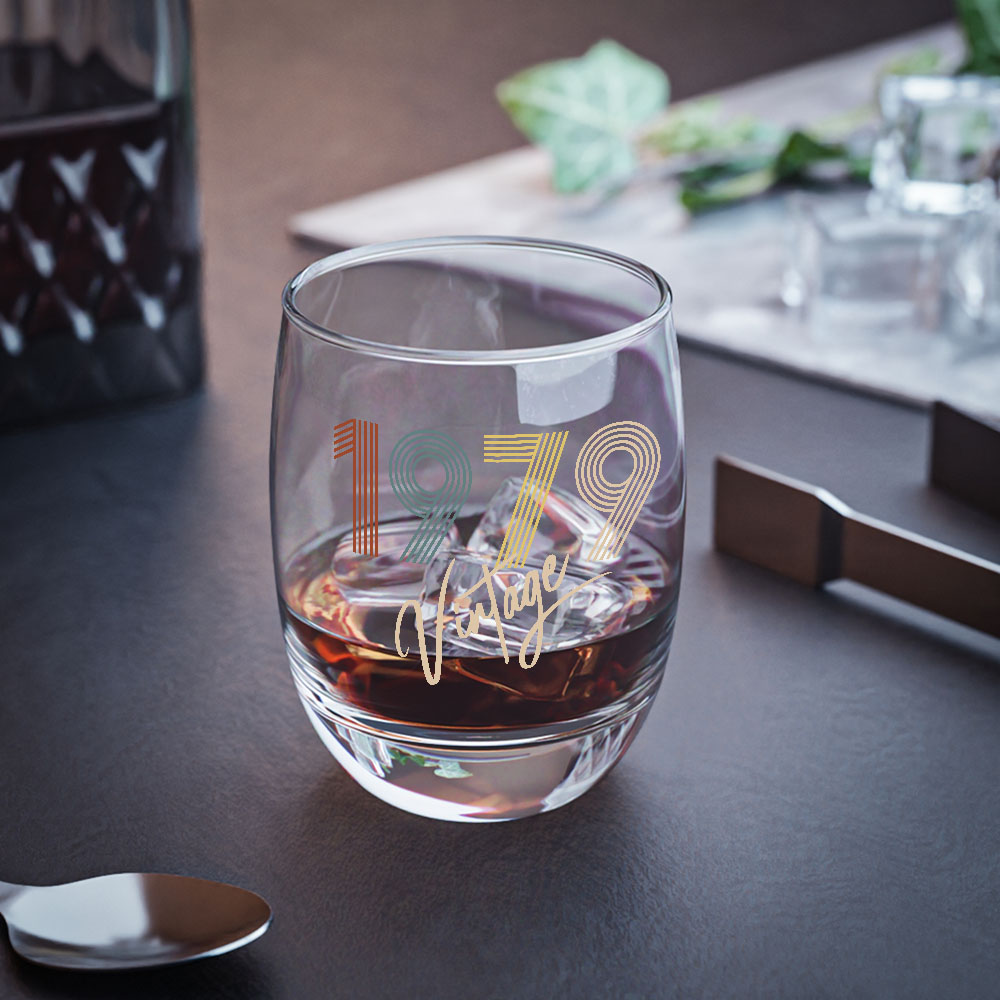 Vintage 1979 Birthday Whiskey Glass Vintage 1979 Birthday Whiskey Glass