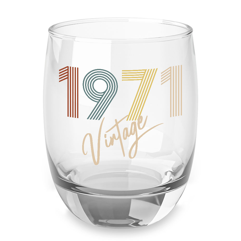Vintage 1971 Birthday Whiskey Glass Vintage 1971 Birthday Whiskey Glass