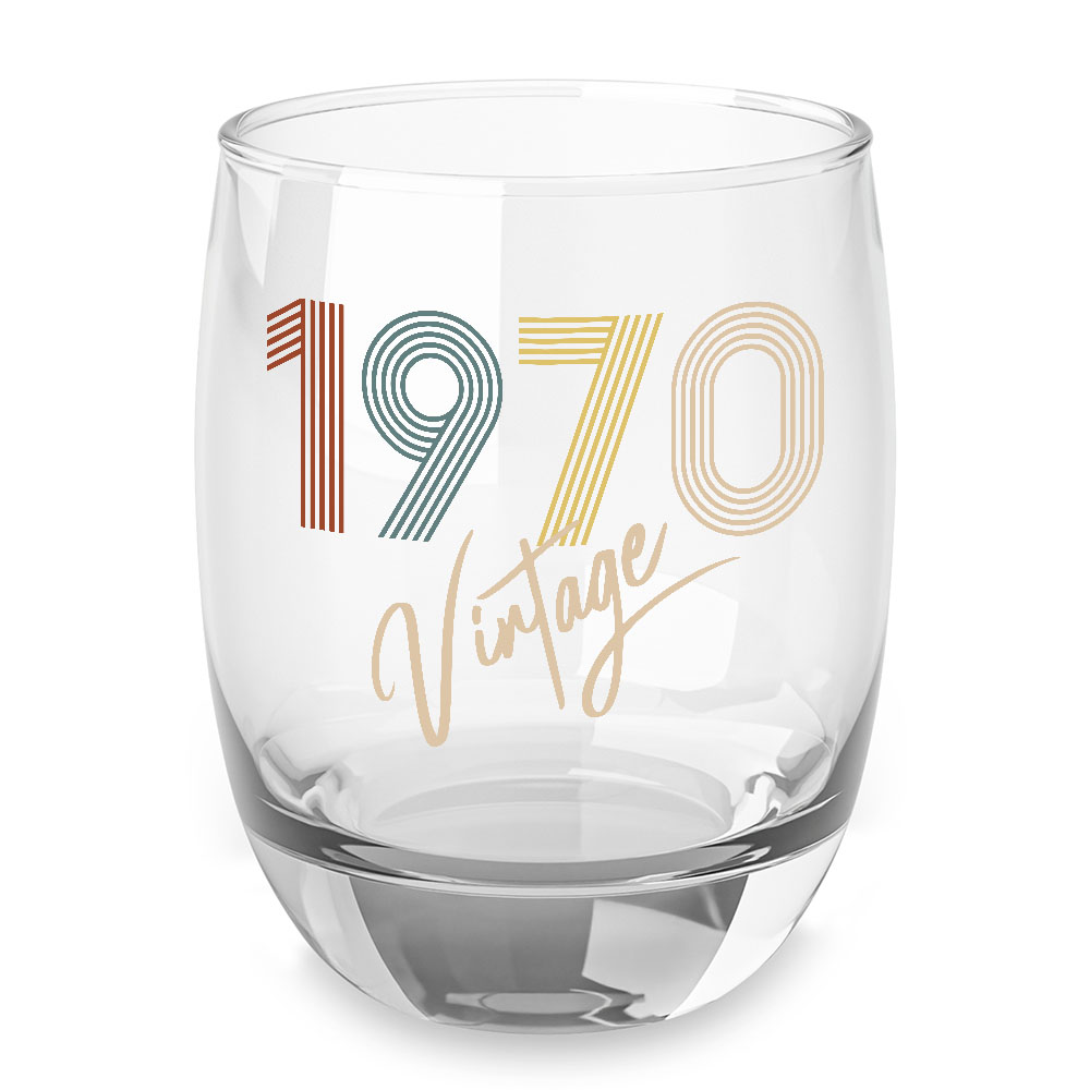 Vintage 1970 Birthday Whiskey Glass Vintage 1970 Birthday Whiskey Glass
