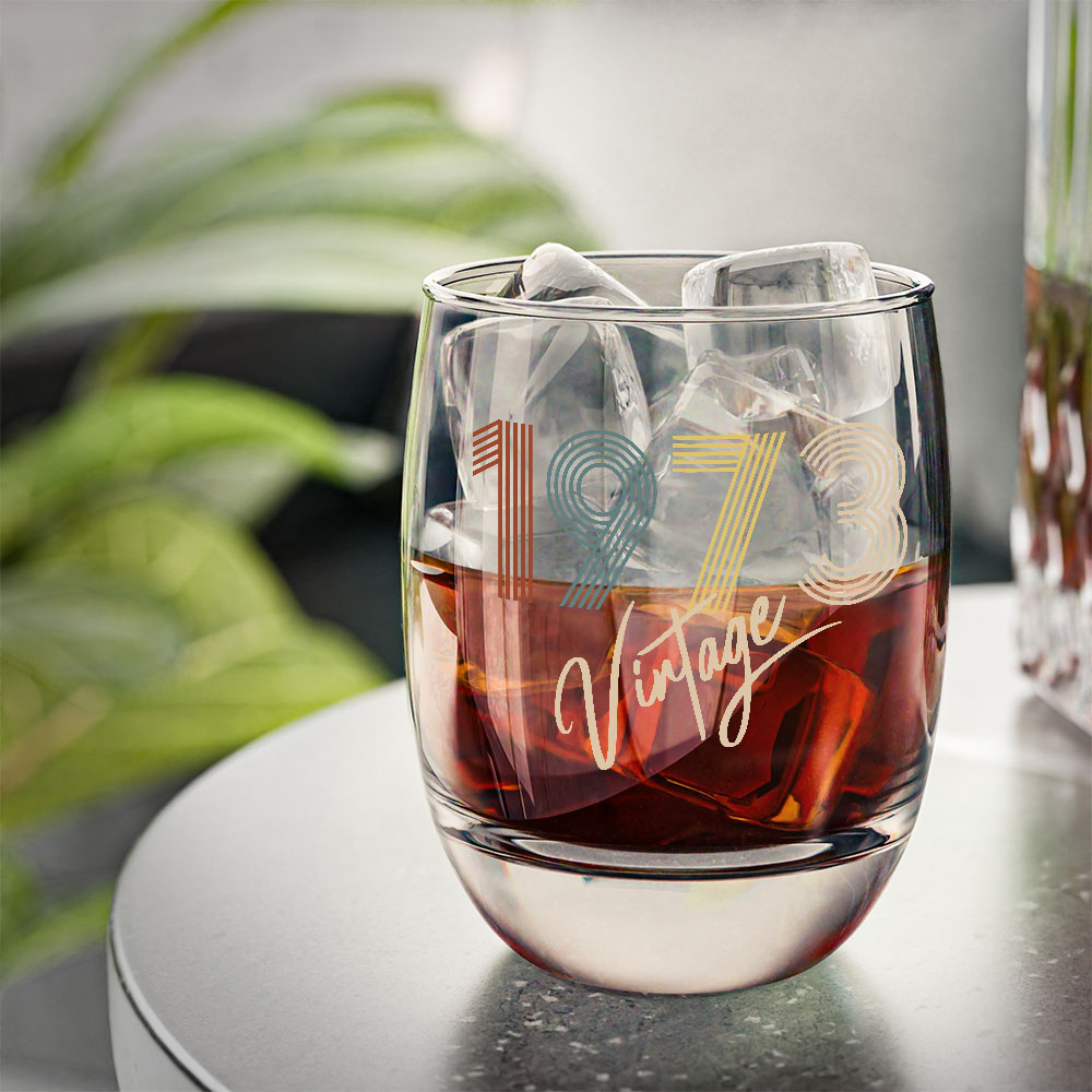 Vintage 1973 Birthday Whiskey Glass - alternate