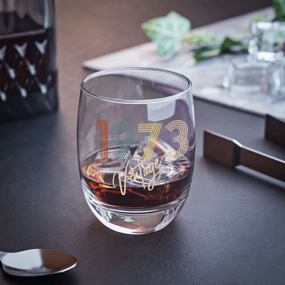 Vintage 1973 Birthday Whiskey Glass