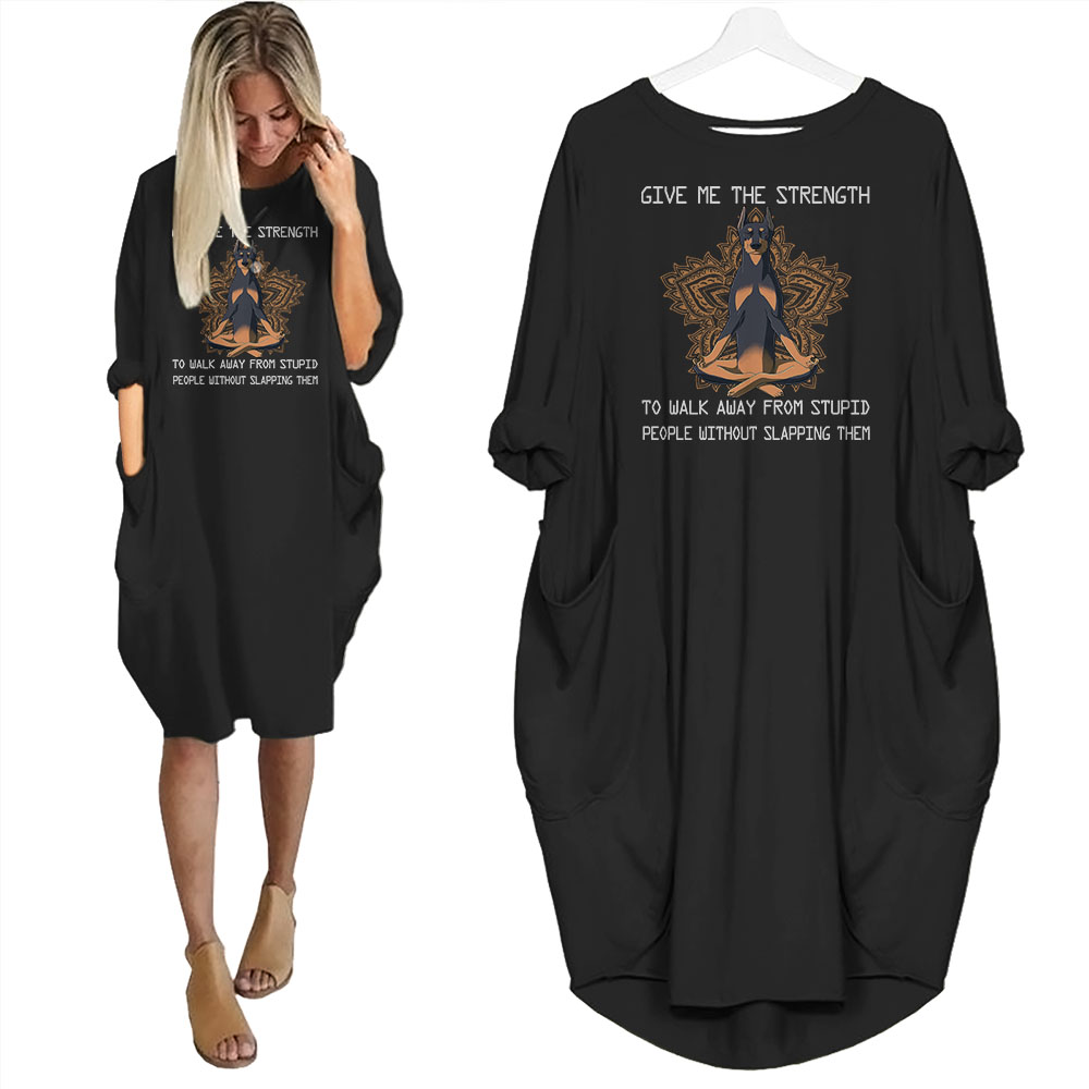 Doberman Pinscher Print Pocket Dress Funny Saying