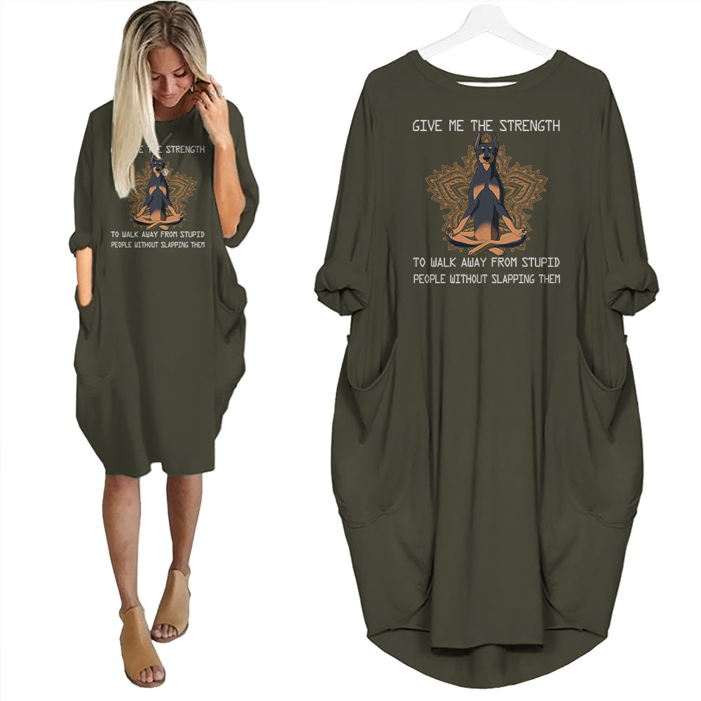 Doberman Pinscher Print Pocket Dress Funny Saying
