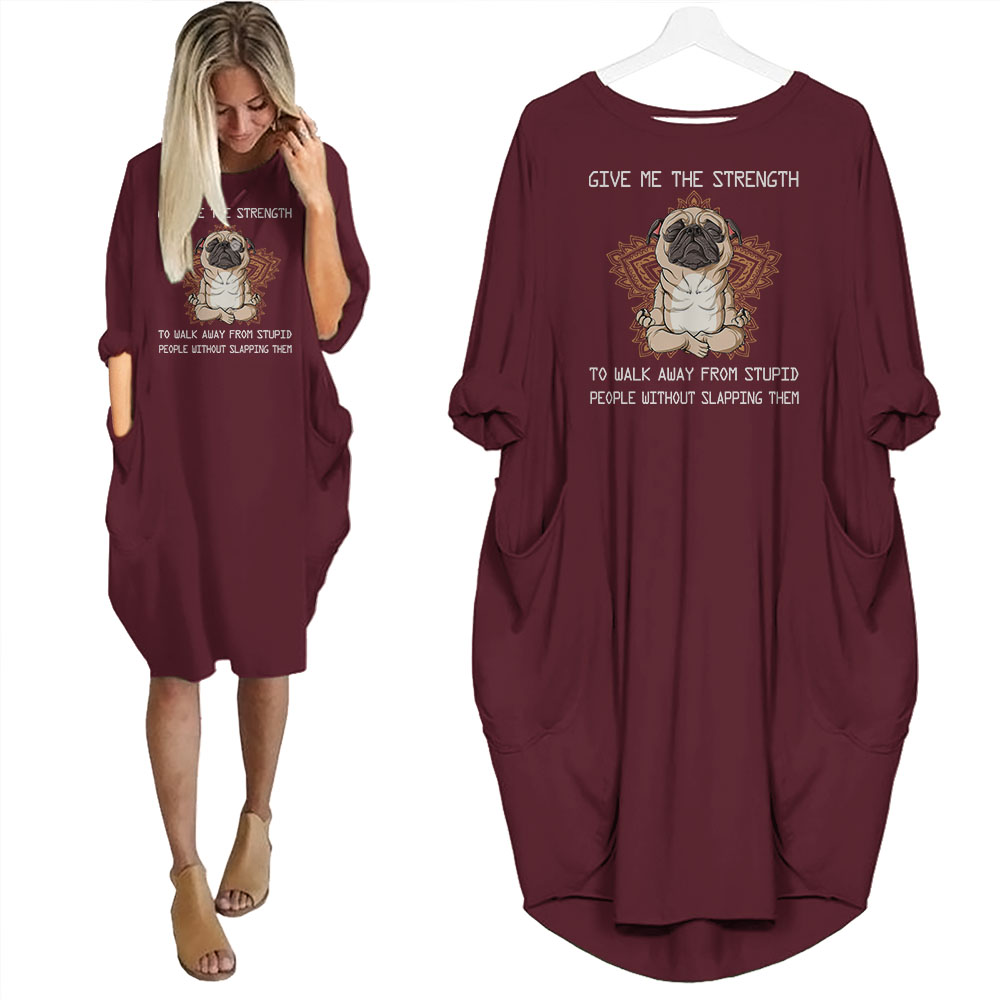 Bulldog Print Pocket Dress Funny Saying