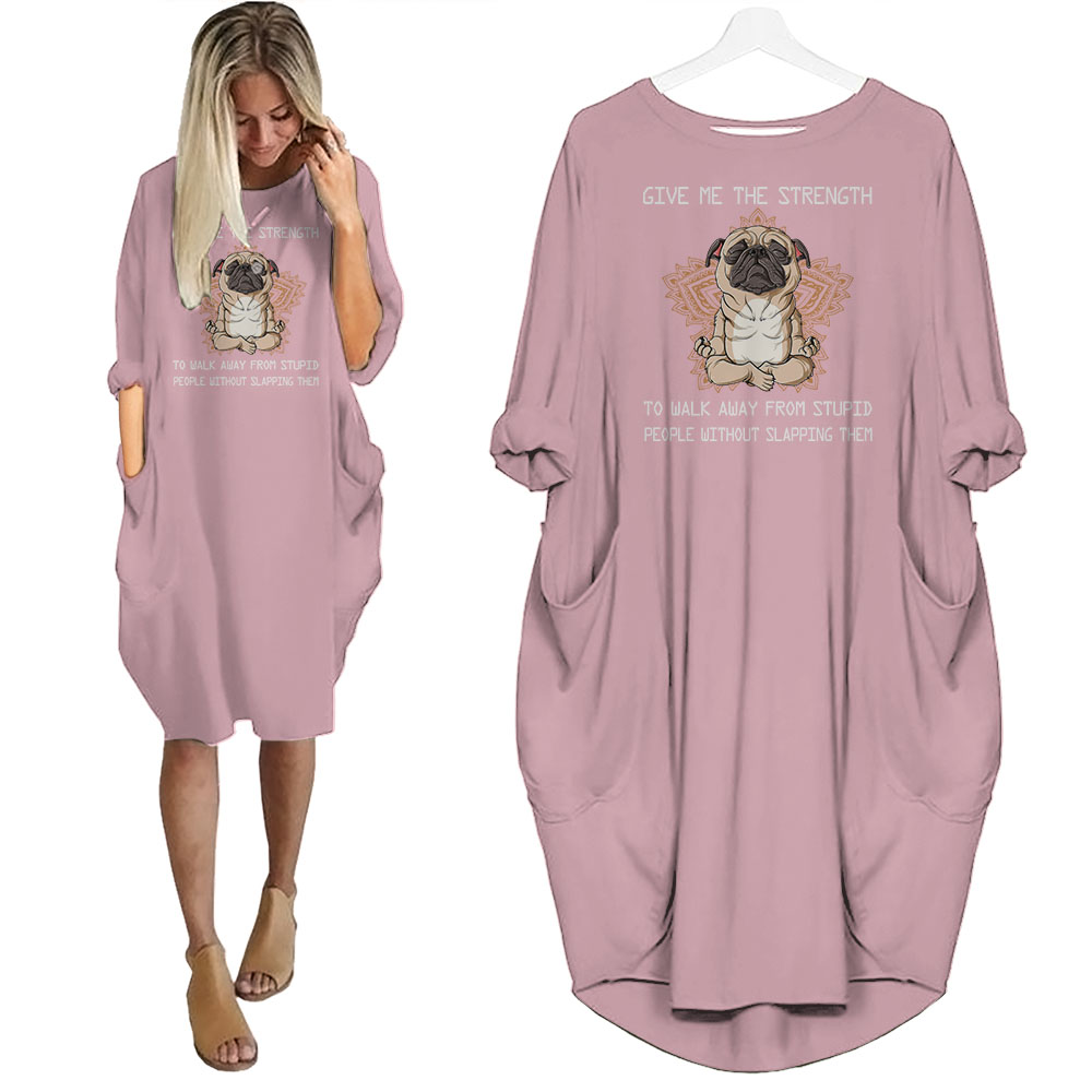 Bulldog Print Pocket Dress Funny Saying