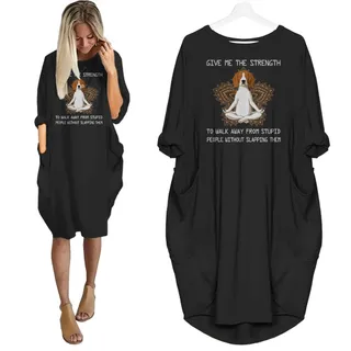 Beagle Dog Print Pocket Dress Funny Saying