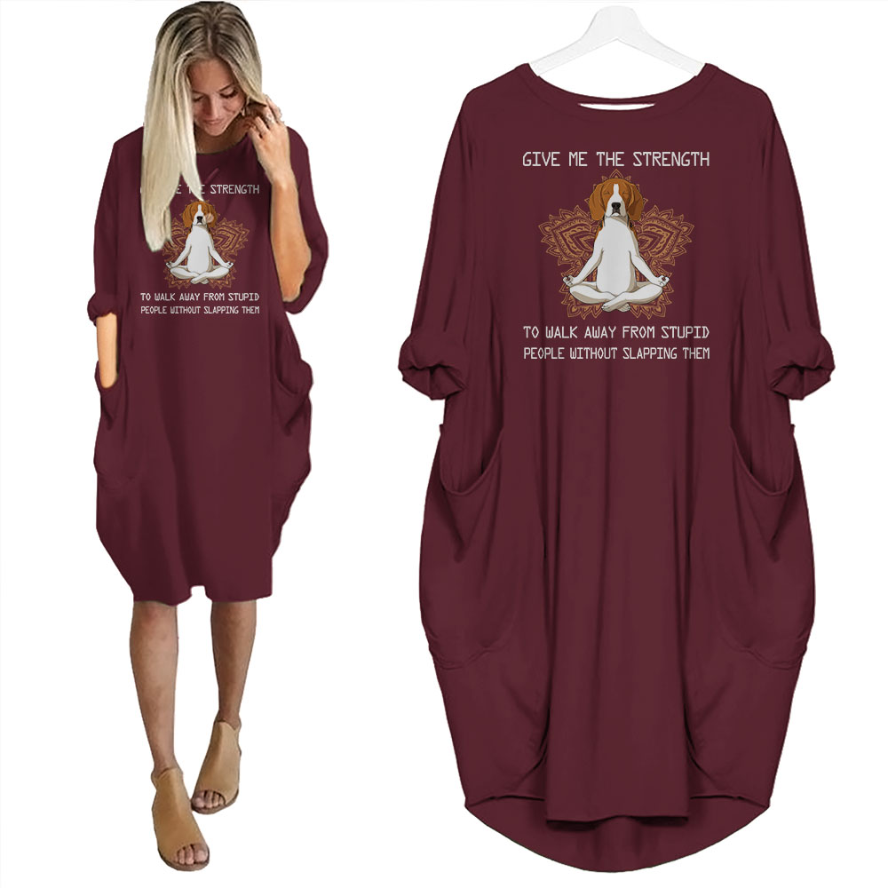Beagle Dog Print Pocket Dress Funny Saying Beagle Dog Print Pocket Dress Funny Saying