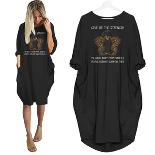Dachshund Print Pocket Dress Funny Saying