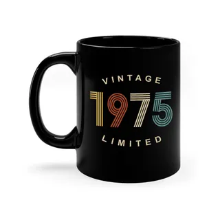 Limited Edition 1975 Birthday Black Coffee Mug