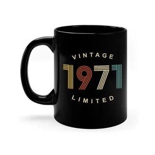 Limited Edition 1971 Birthday Black Coffee Mug