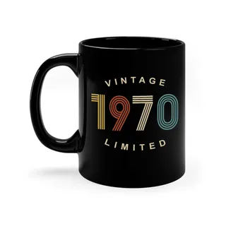 Limited Edition 1970 Birthday Black Coffee Mug