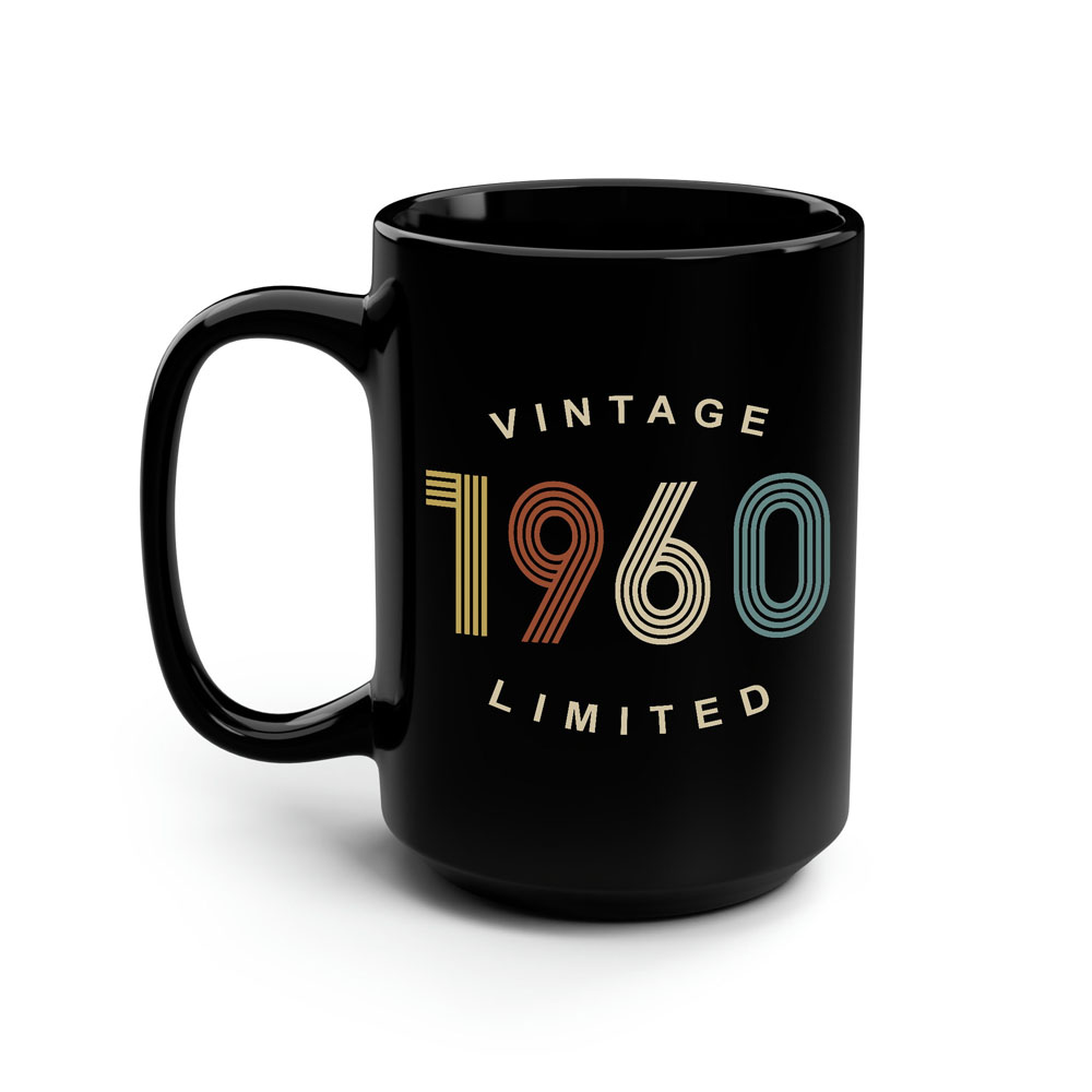 Limited Edition 1960 Birthday Black Coffee Mug