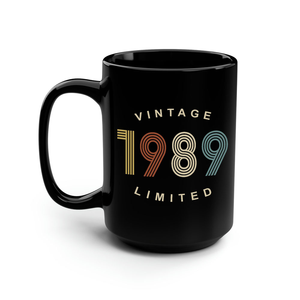 Limited Edition 1989 Birthday Black Coffee Mug