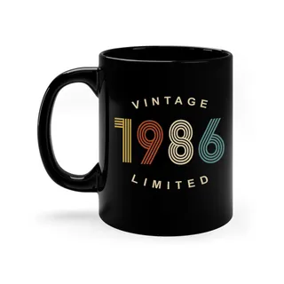 Limited Edition 1986 Birthday Black Coffee Mug