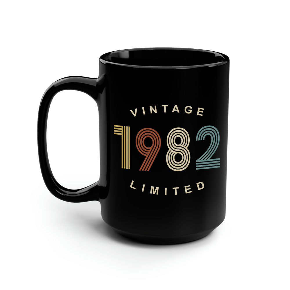 Limited Edition 1982 Birthday Black Coffee Mug Limited Edition 1982 Birthday Black Coffee Mug