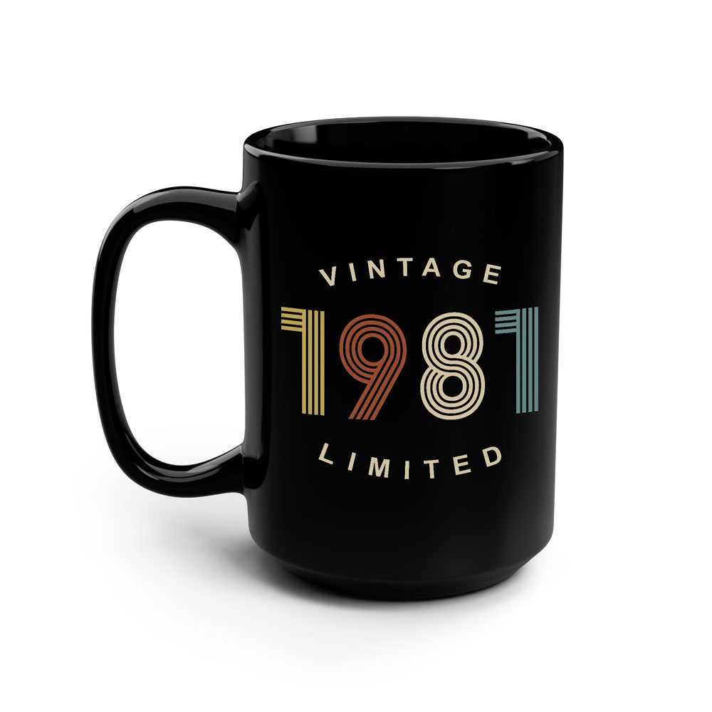 Limited Edition 1981 Birthday Black Coffee Mug